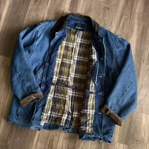 Vintage Denim Barn Chore Jacket Coat Men's Size 2XL Flannel Lined Ivy Crew 1990s
